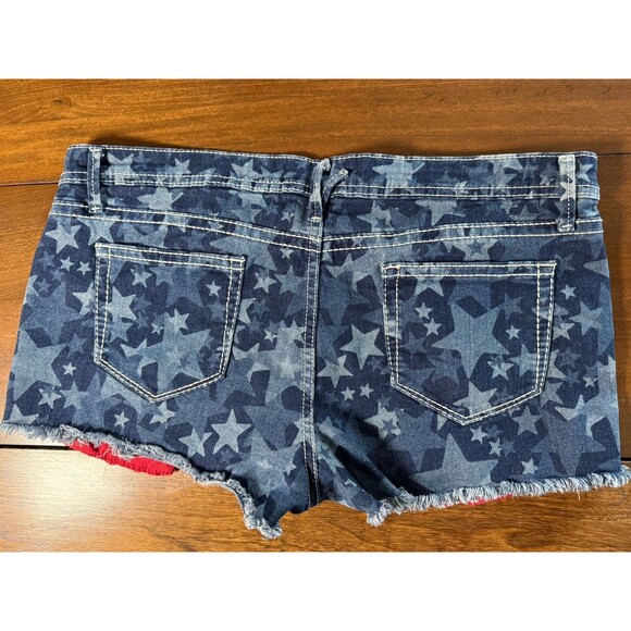 Patriotic Short Shorts Denim W Stars And Red Trim Size 15 Junior - Picture 4 of 6